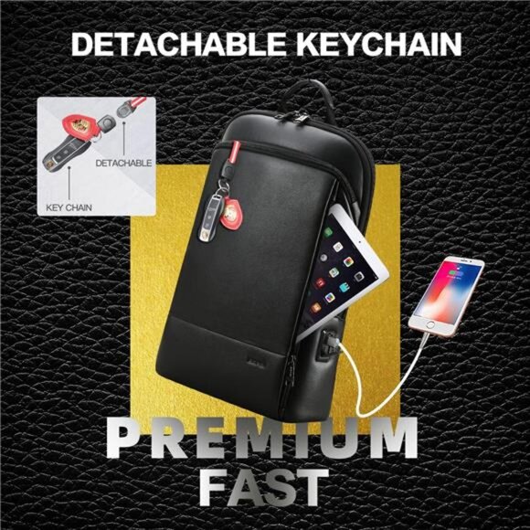 Unisex Slim Genuine Leather Laptop Backpack Men for 15-15.6 inch Business Smart - Picture 6 of 7